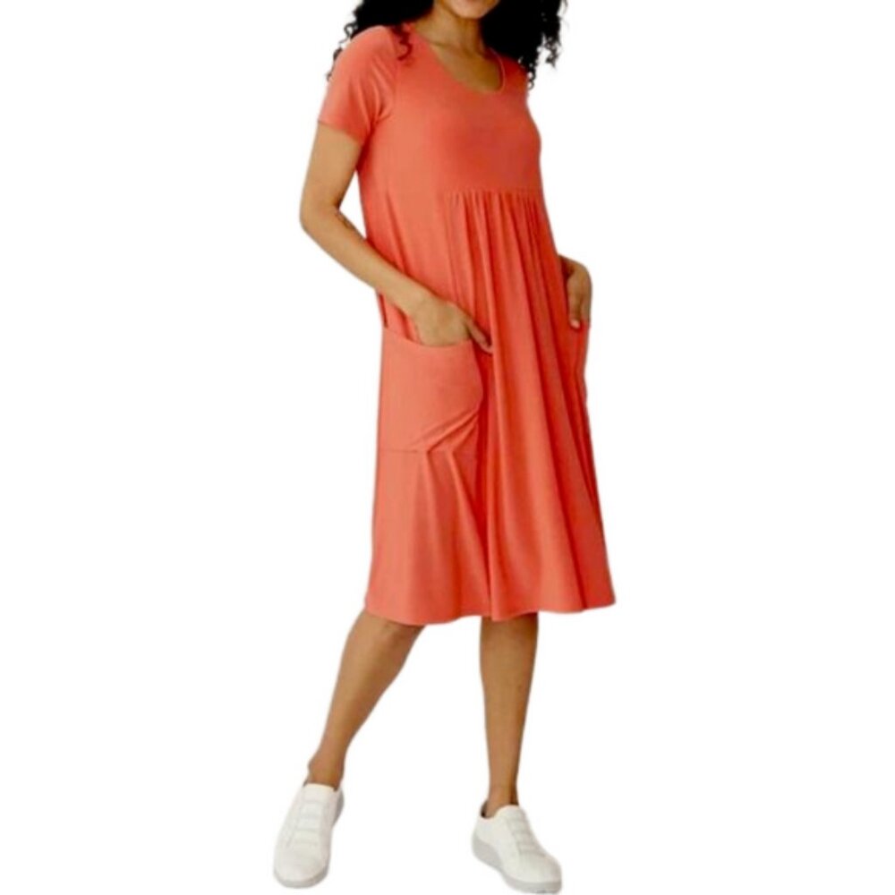 New Marallis Coral Knee Length Short Sleeve Dress Size XL bin 4C